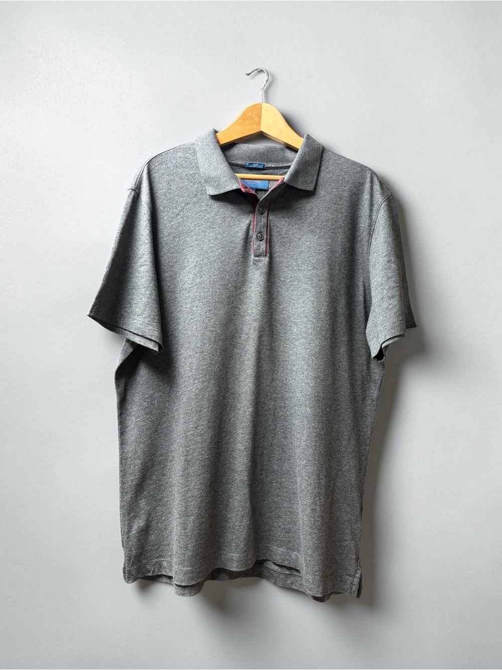 Men's Grey Polo with Contrast Trim - Casual Short Sleeve